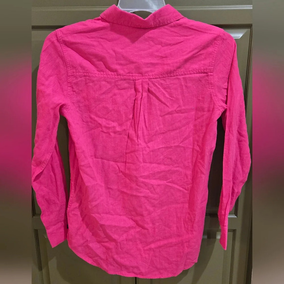 NWT Gap pink linen button down long sleeve shirt - Picture 2 of 5